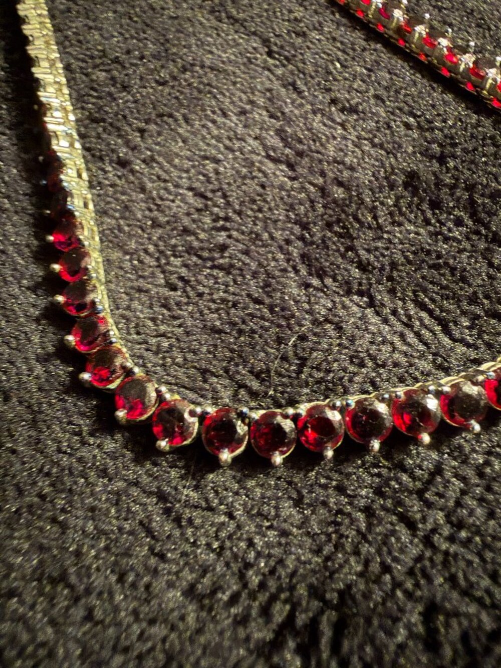 Dark Red Round Stone Tennis Necklace